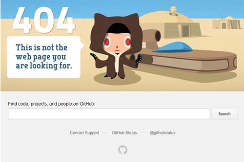 Figure 11 Example of HTTP status code 404 from GitHub.com Picture showing a screenshot of a web browser with the 404 HTTP code