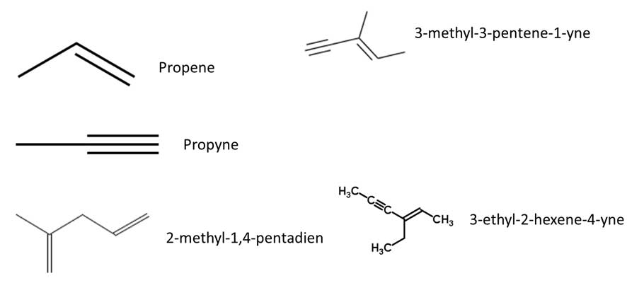 Examples of unsaturated hydrocarbons
