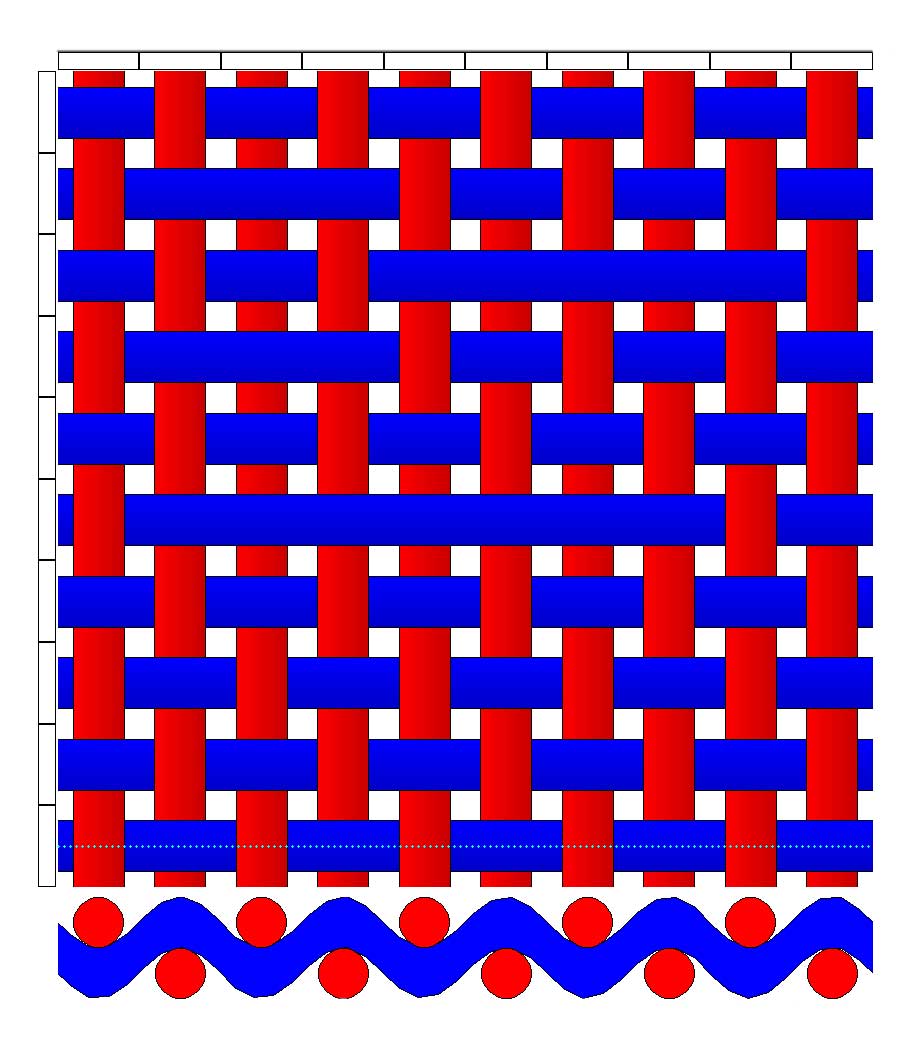 Interlacing of warp and weft yarns in a woven fabric