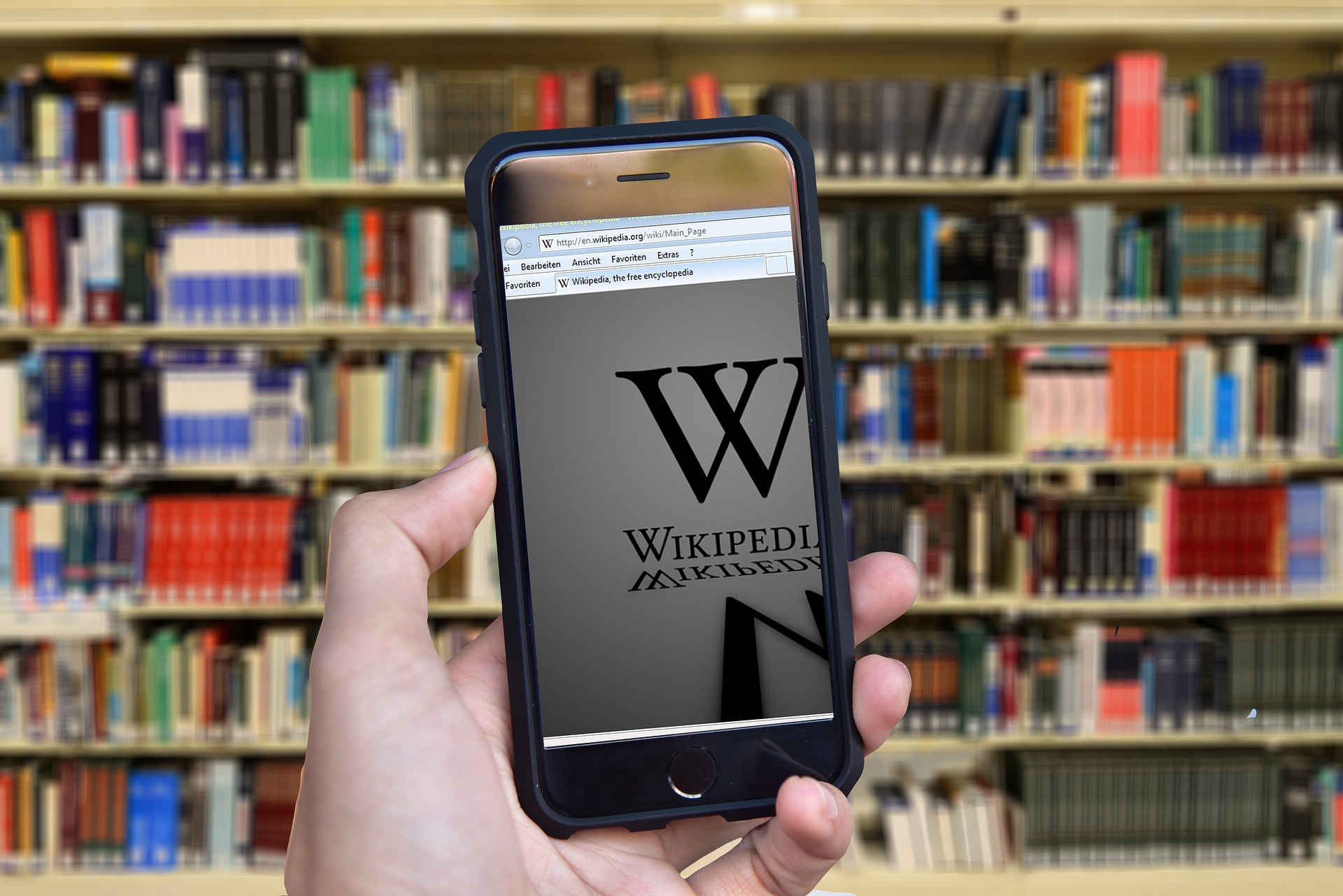 phone with wikipedia in library