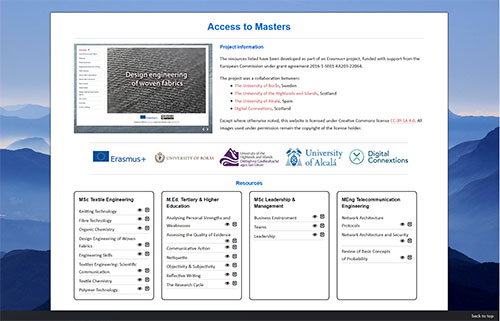 Screenshot of resources