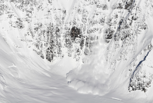 Image: Avalanche adding mass to a glacier in Alaska