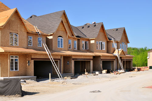 Row of new houses being built
