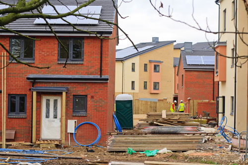 Social housing development with workers 