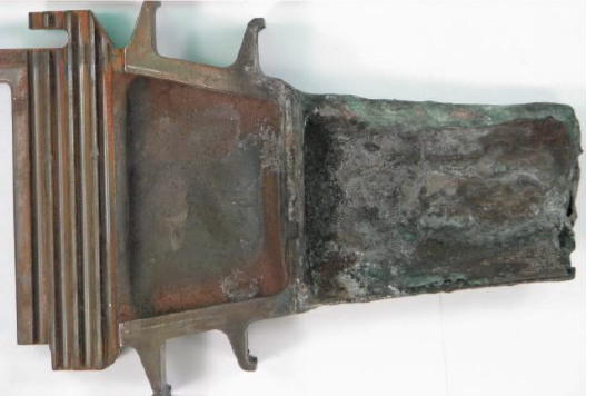 turbine blade with damage