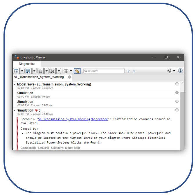 diagnostics window in simulink