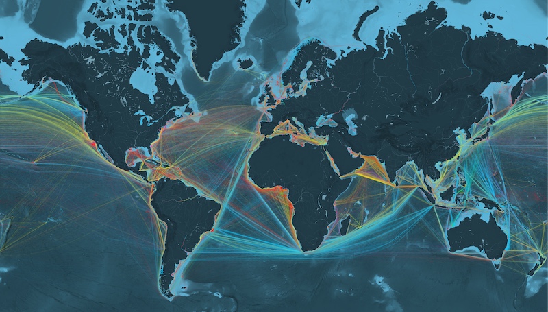 worldwide ship route diagram