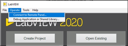 labview menu item for remote panel connect