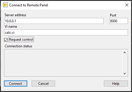labview  remote panel connect window