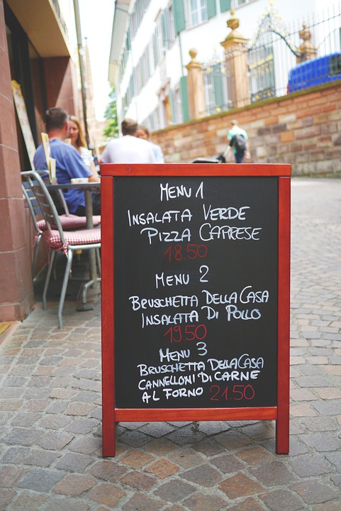 menu board outside a restaurant